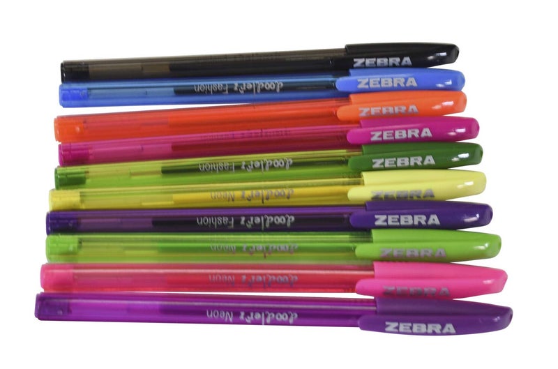 Zebra Pen Doodlerz Gel Stick Pens 10-Pack, 1.0mm Bold Point, School Supplies & Scrapbook Supplies, Smooth Writing, Ergonomic Grip, Assorted Neon Colors, Translucent Barrel (41810) - Image 3